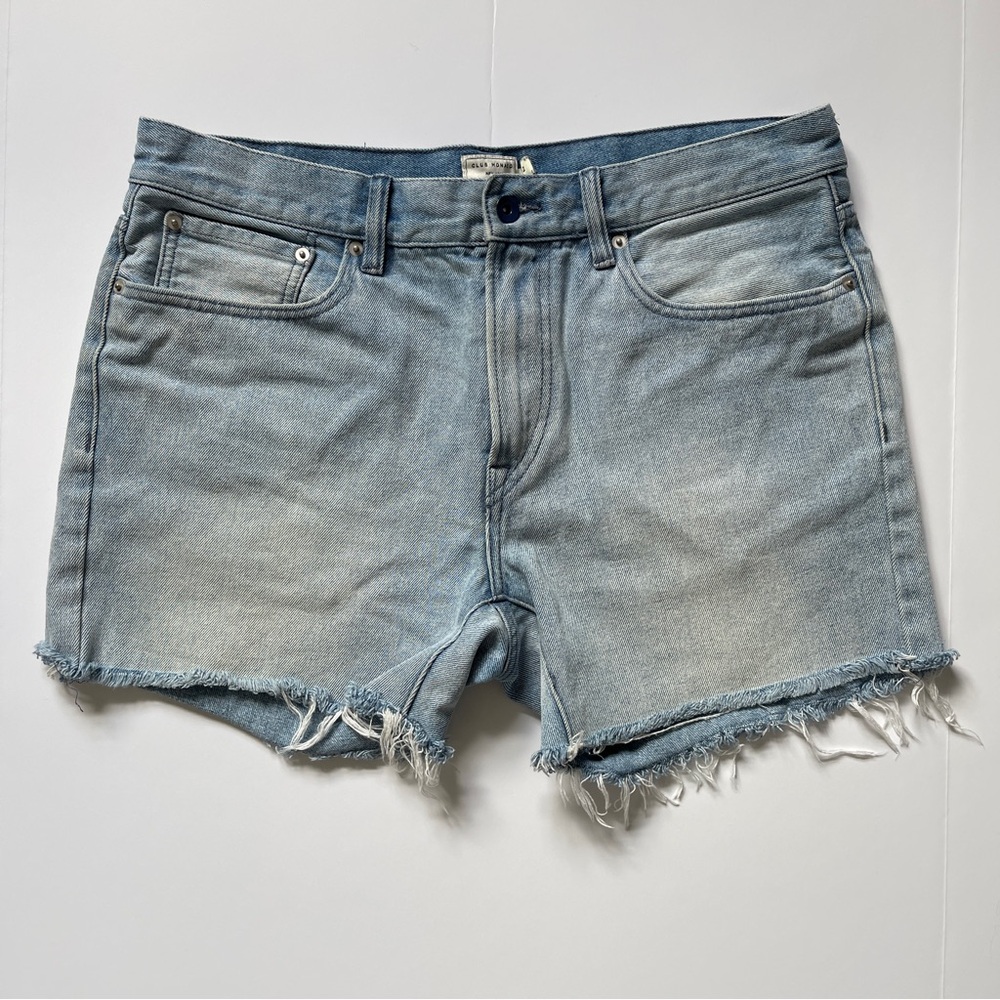 Club Monaco Light Blue Frayed Jean Shorts